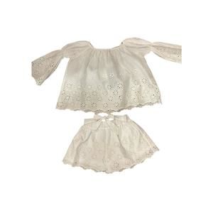 NEW JO MILANO girl's floral ruffle set in white